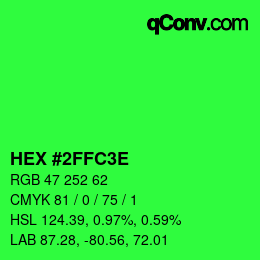 カラーコード: HEX #2FFC3E | qconv.com