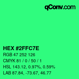 Color code: HEX #2FFC7E | qconv.com