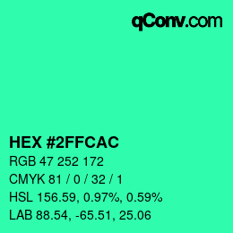 Color code: HEX #2FFCAC | qconv.com