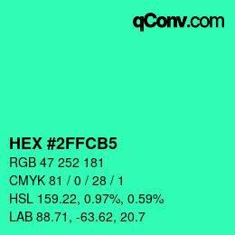 カラーコード: HEX #2FFCB5 | qconv.com