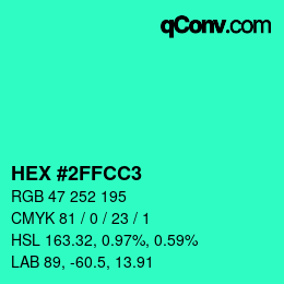 Color code: HEX #2FFCC3 | qconv.com