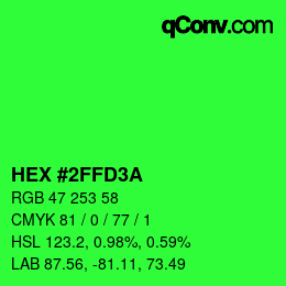 Color code: HEX #2FFD3A | qconv.com