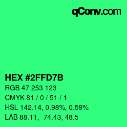 Color code: HEX #2FFD7B | qconv.com