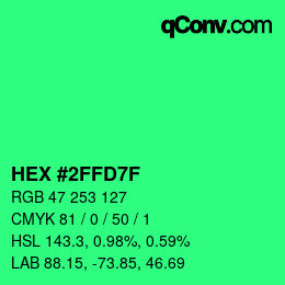 Color code: HEX #2FFD7F | qconv.com