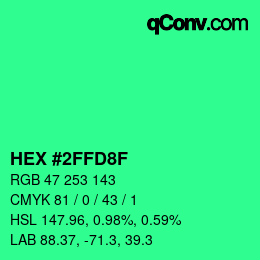 Color code: HEX #2FFD8F | qconv.com