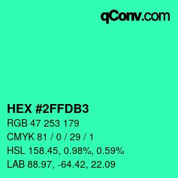 Color code: HEX #2FFDB3 | qconv.com