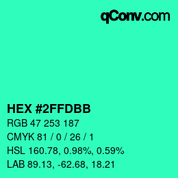 カラーコード: HEX #2FFDBB | qconv.com