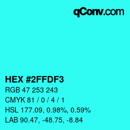 Código de color: HEX #2FFDF3 | qconv.com