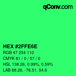 Color code: HEX #2FFE6E | qconv.com