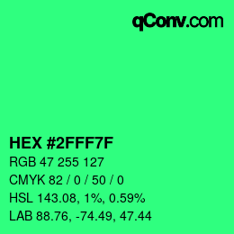 Color code: HEX #2FFF7F | qconv.com