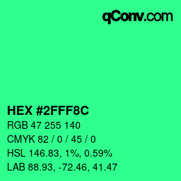 Color code: HEX #2FFF8C | qconv.com