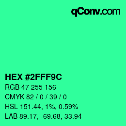 Color code: HEX #2FFF9C | qconv.com