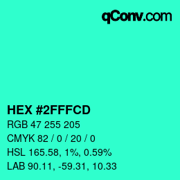 Color code: HEX #2FFFCD | qconv.com