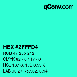 Color code: HEX #2FFFD4 | qconv.com