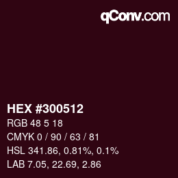 カラーコード: HEX #300512 | qconv.com