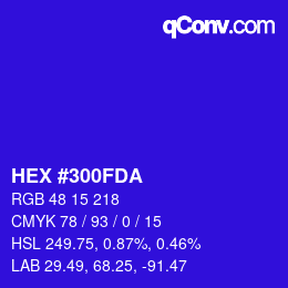Color code: HEX #300FDA | qconv.com