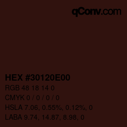 颜色代码: HEX #30120E00 | qconv.com