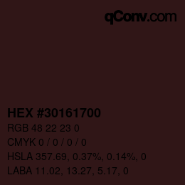 Farbcode: HEX #30161700 | qconv.com