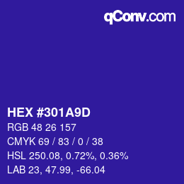 カラーコード: HEX #301A9D | qconv.com