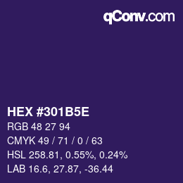 Code couleur: HEX #301B5E | qconv.com