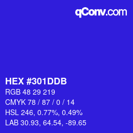カラーコード: HEX #301DDB | qconv.com