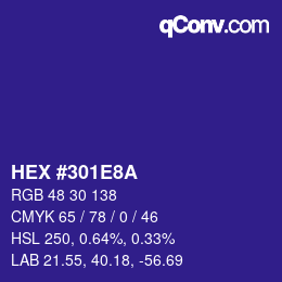 Color code: HEX #301E8A | qconv.com
