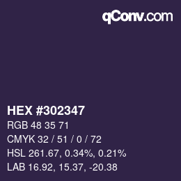 Color code: HEX #302347 | qconv.com