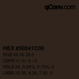 颜色代码: HEX #30241C00 | qconv.com