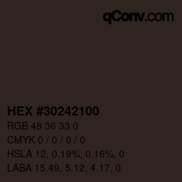 Color code: HEX #30242100 | qconv.com