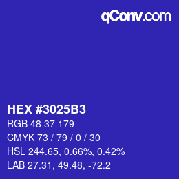 Color code: HEX #3025B3 | qconv.com