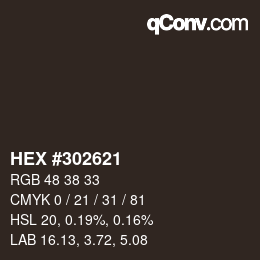 Color code: HEX #302621 | qconv.com