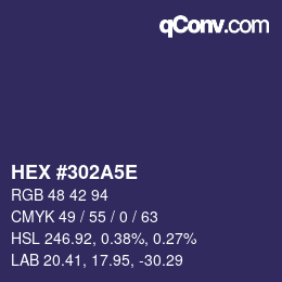 Color code: HEX #302A5E | qconv.com