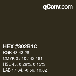 Color code: HEX #302B1C | qconv.com