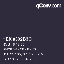 颜色代码: HEX #302B3C | qconv.com