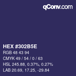 カラーコード: HEX #302B5E | qconv.com