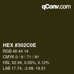 Color code: HEX #302C0E | qconv.com