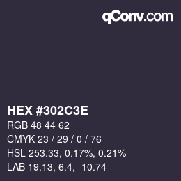 Color code: HEX #302C3E | qconv.com