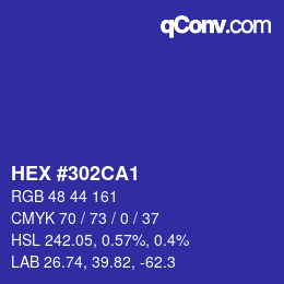 Farbcode: HEX #302CA1 | qconv.com