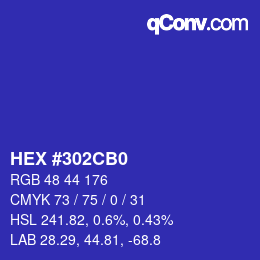 颜色代码: HEX #302CB0 | qconv.com