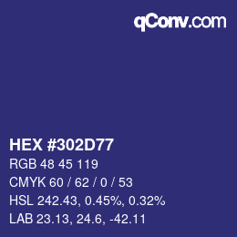 Color code: HEX #302D77 | qconv.com