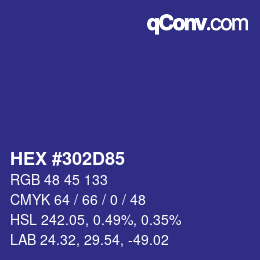 カラーコード: HEX #302D85 | qconv.com