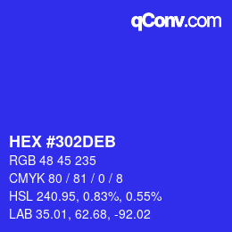 カラーコード: HEX #302DEB | qconv.com