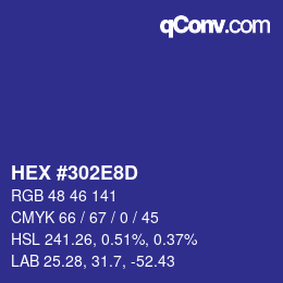 Color code: HEX #302E8D | qconv.com