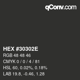 Color code: HEX #30302E | qconv.com