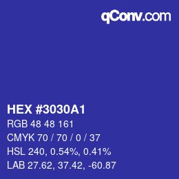 Color code: HEX #3030A1 | qconv.com