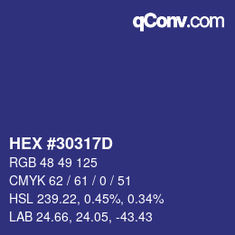 Color code: HEX #30317D | qconv.com