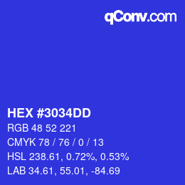 Color code: HEX #3034DD | qconv.com