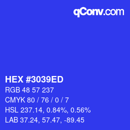 カラーコード: HEX #3039ED | qconv.com