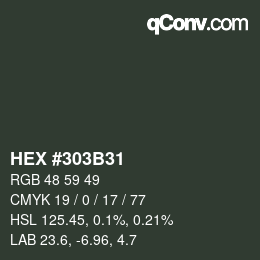 Código de color: HEX #303B31 | qconv.com