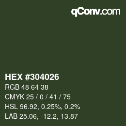 Farbcode: HEX #304026 | qconv.com